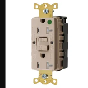 HUBBELL WIRING DEVICE-KELLEMS GFTWRST83SNAPAL Gfci Receptacle 20A, Self Test, Almond | BD3VAN