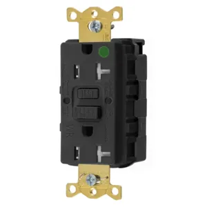 HUBBELL WIRING DEVICE-KELLEMS GFTWRST83SNAPBK Gfci Receptacle, 20A 125V, 2-P 3-W Grounding, 5-20R, Black | BD4HVU