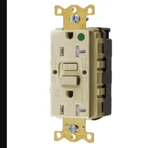 HUBBELL WIRING DEVICE-KELLEMS GFTWRST83SNAPI Gfci Receptacle, 20A 125V, 2-P 3-W Grounding, 5-20R, Ivory | BD4MTX