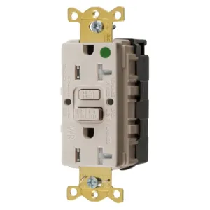 HUBBELL WIRING DEVICE-KELLEMS GFTWRST83SNAPLA GFCI Receptacle, Heavy Use Hospital Grade, Decorator Duplex, 20A | BD4FJZ 45UE57