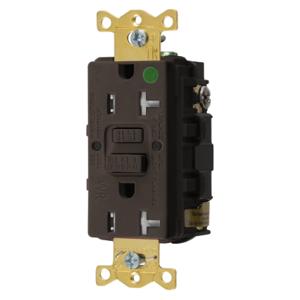 HUBBELL WIRING DEVICE-KELLEMS GFTWRST83U Gfci Receptacle, 20A 125V, 2-P 3-W Grounding, 5-20R, Brown | BD4CTN