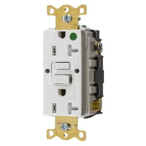 HUBBELL WIRING DEVICE-KELLEMS GFTWRST83WU Gfci Receptacle, 20A 125V, 2-P 3-W Grounding, 5-20R, White | BD4LVL