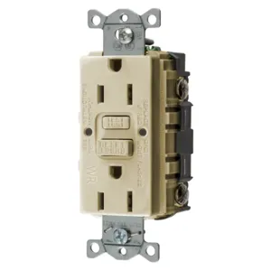 HUBBELL WIRING DEVICE-KELLEMS GFWRST15I GFCI Receptacle, Commercial, Decorator Duplex, Flush Mount, 15A | BD4BTJ 45UF47