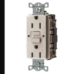 HUBBELL WIRING DEVICE-KELLEMS GFWRST15LA Gfci Receptacle, 15A 125V, 2-Pole 3-Wire Grounding, 5-15R, Light Almond | BD3XPR