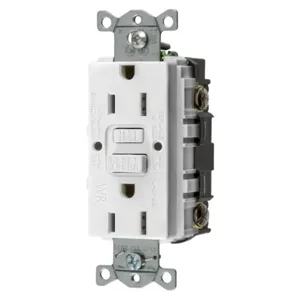 HUBBELL WIRING DEVICE-KELLEMS GFWRST15W GFCI Receptacle, Commercial, Decorator Duplex, Flush Mount, 15A | BD4FKA 45UF51