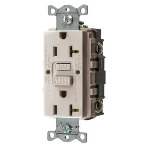 HUBBELL WIRING DEVICE-KELLEMS GFWRST20LA Gfci Receptacle, 20A 125V, 2-Pole 3-Wire Grounding, 5-20R, Light Almond | BD4NUV