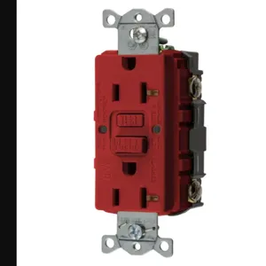 HUBBELL WIRING DEVICE-KELLEMS GFWRST20R GFCI Receptacle, Commercial, Decorator Duplex, Flush Mount, 20A, Red | BD3XPT 45UF58