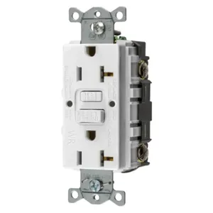 HUBBELL WIRING DEVICE-KELLEMS GFWRST20W GFCI Receptacle, Commercial, Decorator Duplex, Flush Mount, 20A | BD4BTK 45UF59