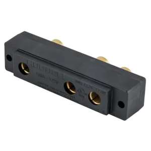 HUBBELL WIRING DEVICE-KELLEMS HBL100SPFRRT Stage Pin Device, Female, Panel Mount, Ring End, 100 A, 125 V, Black | CE6UGG