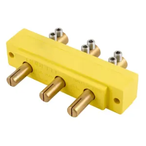 HUBBELL WIRING DEVICE-KELLEMS HBL106SPMR Stage Pin Device, Male, Panel Mount, Double Set Screw End, 100 A, 250 V, Yellow | CE6UGQ