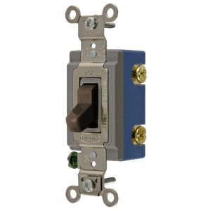 HUBBELL WIRING DEVICE-KELLEMS HBL1201 Toggle Switch, Single Pole, 15A, 120/277VAC, Brown | AB4CWJ 1X969