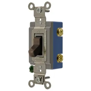 HUBBELL WIRING DEVICE-KELLEMS HBL1202 Toggle Switch, Double Pole, 15A, 120/277VAC, Brown | AE7LCV 5Z718