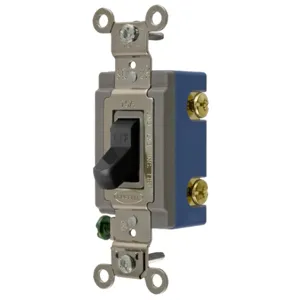 HUBBELL WIRING DEVICE-KELLEMS HBL1201BK Wall Switch, 1 Pole, 15A, Black, 120 to 277V AC, Back and Side | CE6REZ 49YL45