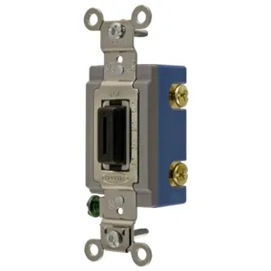 HUBBELL WIRING DEVICE-KELLEMS HBL1202L Toggle Switch, Double Pole, 15A, 120/277VAC, Black | BD2JHZ