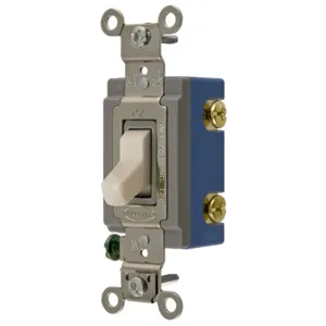 HUBBELL WIRING DEVICE-KELLEMS HBL1201LA Toggle Switch, Single Pole, 15A, 120/277VAC, Light Almond | CE6RFA