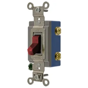 HUBBELL WIRING DEVICE-KELLEMS HBL1201R Toggle Switch, Single Pole, 15A, 120/277VAC, Red | AD7ARA 4D264