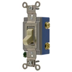HUBBELL WIRING DEVICE-KELLEMS HBL1201I Toggle Switch, Single Pole, 15A, 120/277VAC, Ivory | AE7QZT 6A699