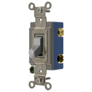 HUBBELL WIRING DEVICE-KELLEMS HBL1204GY Toggle Switch, Four Way, 15A, 120/277VAC, Gray | AC2MHQ 2LBU4