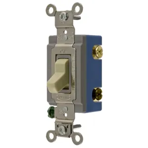 HUBBELL WIRING DEVICE-KELLEMS HBL1204I Toggle Switch, Four Way, 15A, 120/277VAC, Ivory | AE7LDA 5Z723