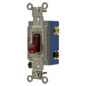 HUBBELL WIRING DEVICE-KELLEMS HBL1203PL Toggle Switch, Three Way, 15A, 120/277VAC, Red | AE7LDM 5Z736