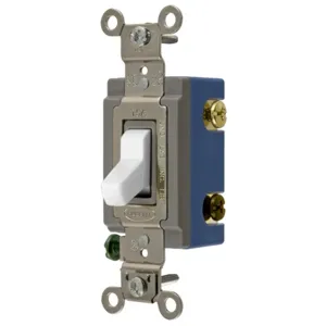 HUBBELL WIRING DEVICE-KELLEMS HBL1203W Wall Switch, 3-Way, 15A, White, 120 to 277V AC, Back and Side | BD4VKD 49YL54