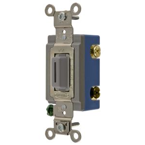 HUBBELL WIRING DEVICE-KELLEMS HBL1204LG Toggle Switch, Four Way, 15A, 120/277VAC, Gray | CE6RFD