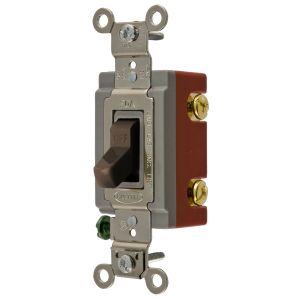 HUBBELL WIRING DEVICE-KELLEMS HBL1221 Toggle Switch, Single Pole, 20A, 120/277VAC, Brown | AB4CWK 1X970