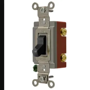 HUBBELL WIRING DEVICE-KELLEMS HBL1221BK Toggle Switch, Single Pole, 20A, 120/277VAC, Black | BD3MWD