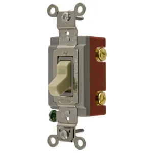 HUBBELL WIRING DEVICE-KELLEMS HBL1221I Toggle Switch, Single Pole, 20A, 120/277VAC, Ivory | AE7QZU 6A700