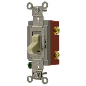 HUBBELL WIRING DEVICE-KELLEMS HBL1221IL Toggle Switch, Single Pole, 20A, 120/277VAC, Ivory | AE7LDJ 5Z733