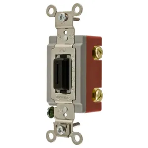 HUBBELL WIRING DEVICE-KELLEMS HBL1221L Toggle Switch, Single Pole, 20A, 120/277VAC, Black | AE7LDD 5Z728