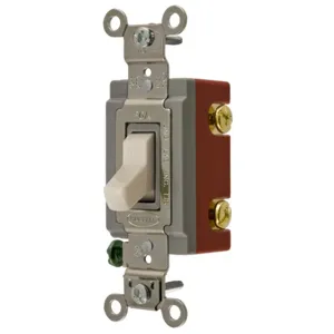 HUBBELL WIRING DEVICE-KELLEMS HBL1221LA Toggle Switch, Single Pole, 20A, 120/277VAC, Light Almond | CE6RFH