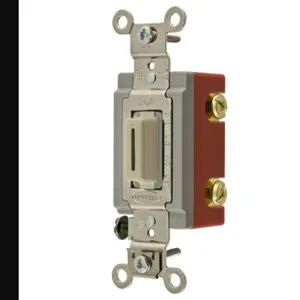 HUBBELL WIRING DEVICE-KELLEMS HBL1221LI Toggle Switch, Single Pole, 20A, 120/277VAC, Ivory | BC9BPG