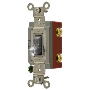 HUBBELL WIRING DEVICE-KELLEMS HBL1221PLC Toggle Switch, Single Pole, 20A, 120/277VAC, Clear | BC9XUW