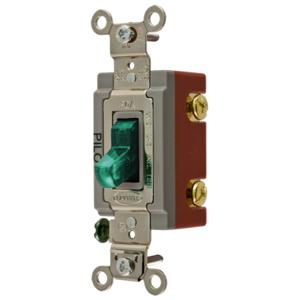 HUBBELL WIRING DEVICE-KELLEMS HBL1221PLG Kippschalter, einpolig, 20 A, 120/277 VAC, grün | BC9RFG