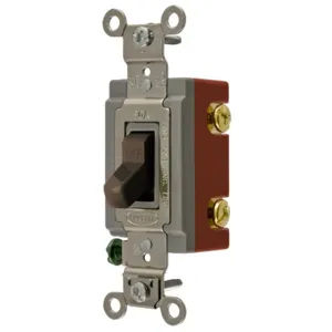 HUBBELL WIRING DEVICE-KELLEMS HBL1222 Toggle Switch, Double Pole, 20A, 120/277VAC, Brown | AB4CWL 1X971