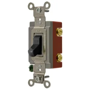 HUBBELL WIRING DEVICE-KELLEMS HBL1222BK Toggle Switch, Double Pole, 20A, 120/277VAC, Black | CE6RFJ