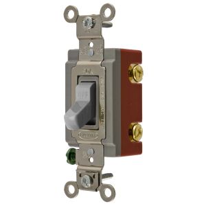 HUBBELL WIRING DEVICE-KELLEMS HBL1222GY Toggle Switch, Double Pole, 20A, 120/277VAC, Gray | AD7ARD 4D275