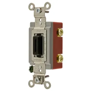 HUBBELL WIRING DEVICE-KELLEMS HBL1222L Toggle Switch, Double Pole, 20A, 120/277VAC, Black | AC8QGU 3D363