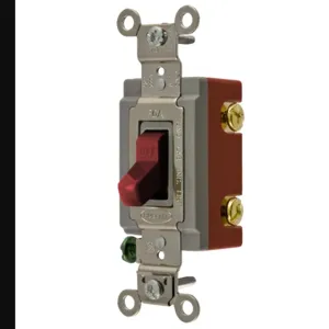 HUBBELL WIRING DEVICE-KELLEMS HBL1222R Toggle Switch, Double Pole, 20A, 120/277VAC, Red | AD7ARE 4D278