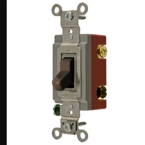 HUBBELL WIRING DEVICE-KELLEMS HBL1223 Toggle Switch, Three Way, 20A, 120/277VAC, Brown | AB4CWN 1X973