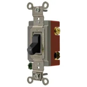 HUBBELL WIRING DEVICE-KELLEMS HBL1223BK Toggle Switch, Three Way, 20A, 120/277VAC, Black | BD4ATP