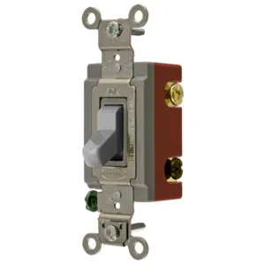 HUBBELL WIRING DEVICE-KELLEMS HBL1223GY Toggle Switch, Three Way, 20A, 120/277VAC, Gray | AE7ZFC 6C542