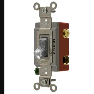 HUBBELL WIRING DEVICE-KELLEMS HBL1223ILC Toggle Switch, Three Way, 20A, 120/277VAC, Clear | BD2YHG