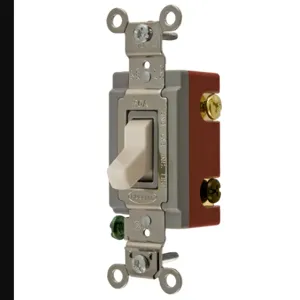 HUBBELL WIRING DEVICE-KELLEMS HBL1223LA Toggle Switch, Three Way, 20A, 120/277VAC, Light Almond | BD4CTR