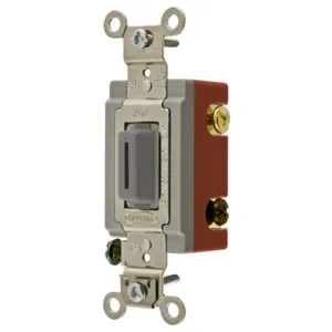 HUBBELL WIRING DEVICE-KELLEMS HBL1223LG Toggle Switch, Three Way, 20A, 120/277VAC, Gray | BD4ERC