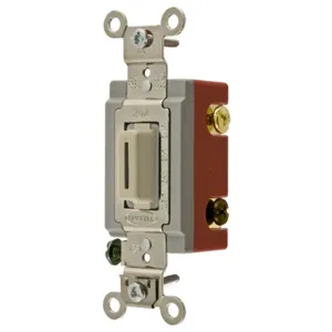 HUBBELL WIRING DEVICE-KELLEMS HBL1223LI Toggle Switch, Three Way, 20A, 120/277VAC, Ivory | BD4XXU