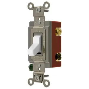 HUBBELL WIRING DEVICE-KELLEMS HBL1223W Toggle Switch, Three Way, 20A, 120/277VAC, White | AE7ZFD 6C543