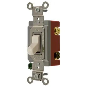 HUBBELL WIRING DEVICE-KELLEMS HBL1224LA Toggle Switch, Four Way, 20A, 120/277VAC, Light Almond | CE6RFL