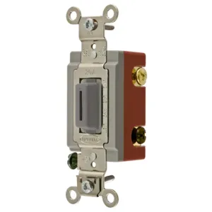 HUBBELL WIRING DEVICE-KELLEMS HBL1224LG Toggle Switch, Four Way, 20A, 120/277VAC, Gray | BD4REL